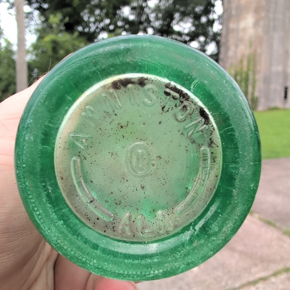 Vintage Coca-Cola Anniston Alabama 1957 Hobbleskirt 6oz Green Glass Coke Bottle - Picture 2 of 3